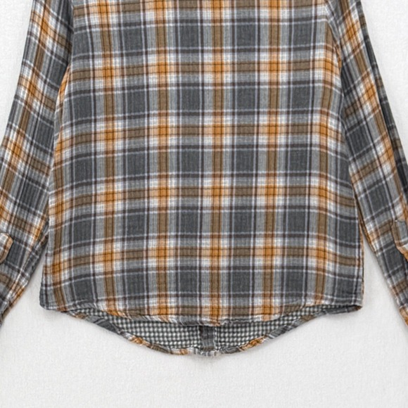 CP SHADES Romy Plaid Shirt Womens XS Gray Yellow Gauze Button Up Long Sleeve - Picture 10 of 16